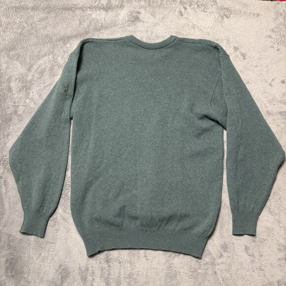 Lyle & Scott Made in Scotland Wool Sweater Green Cable Knit Diamond Pattern Sz S - Picture 2 of 13
